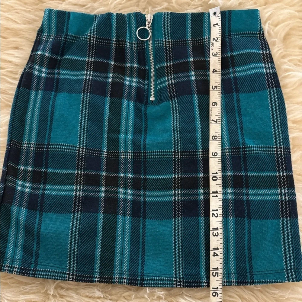 Rue21 Teal Plaid Mini Skirt with Zipper